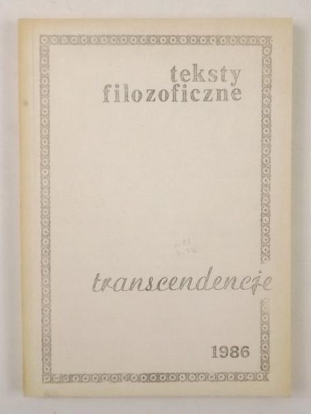 Teksty filozoficzne. Transcendencje