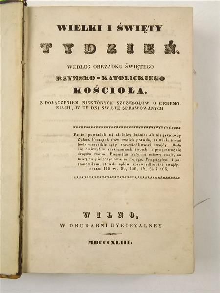 Wielki i święty tydzień, 1843 r.