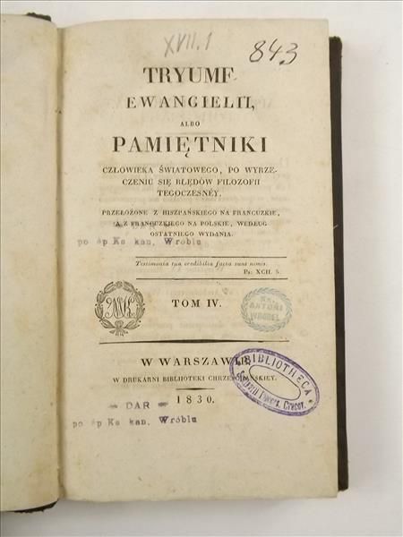 Tryumf Ewangielii albo pamiętniki t. IV, 1830 r.