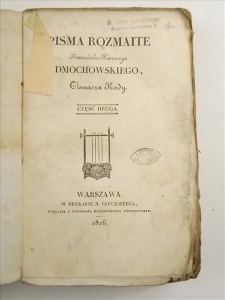 Pisma Rozmaite Franciszka Xawerego ego, cz. 2, 1826 r.
