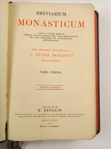 Breviarium Monasticum, 1939 r.