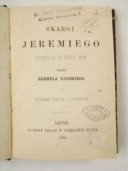 Skargi Jeremiego, 1862 r.