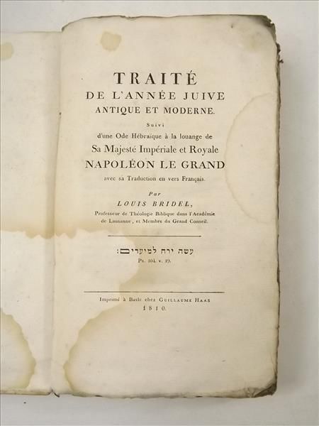 Bridel Louis - Traite de L'annee juive antique et moderne, 1810 r.