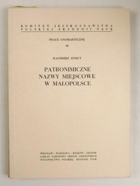 Patronimiczne nazwy miejscowe w małopolsce