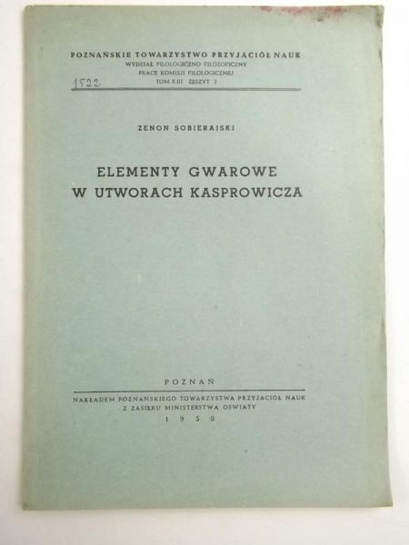 Elementy gwarowe w utworach Kasprowicza, 1950 r.
