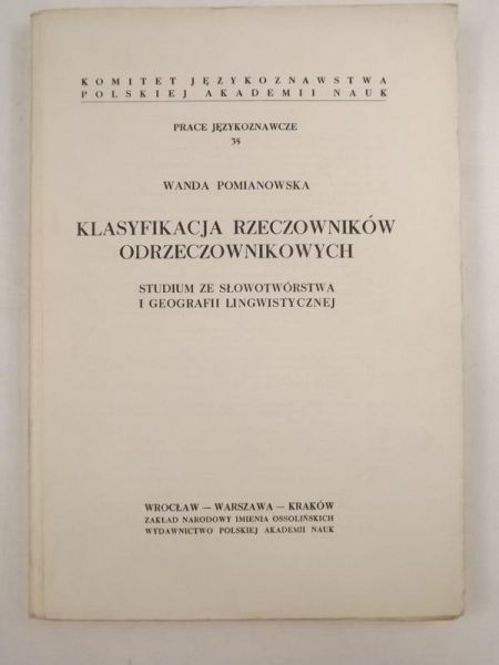 Klasyfikacja rzeczowników odrzeczownikowych