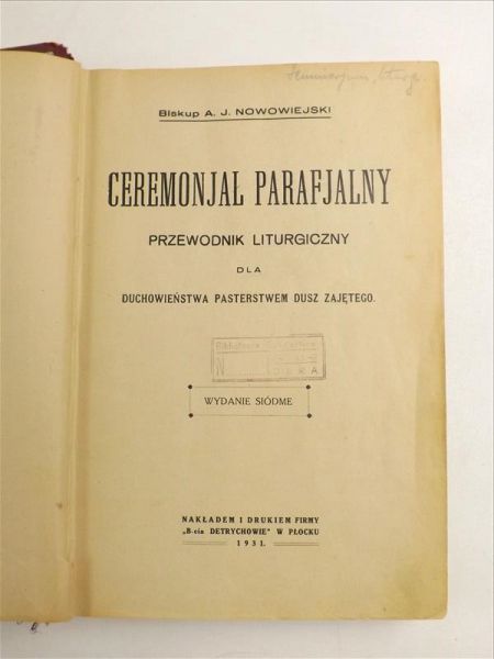 Ceremonjał parafjalny, 1931 r.