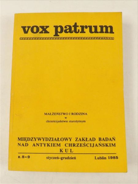 Vox Patrum z. 89, StyczeńGrudzień, 1985 r.