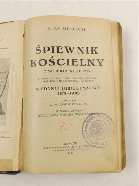 Śpiewnik kościelny z melodiami na dwa głosy, 1947 r.