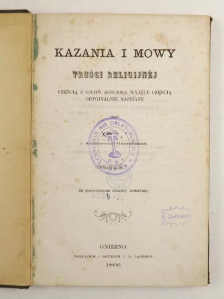 Kazania i mowy treści religijnej, 1866 r.