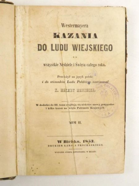 Westermayera kazania do ludu wiejskiego, Tom II, 1853 r.