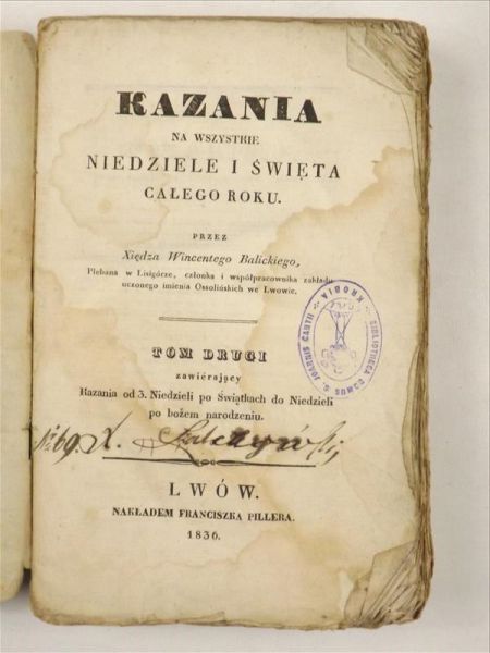 Kazania na wszystkie niedziele i święta całego roku, t. II, 1836 r.