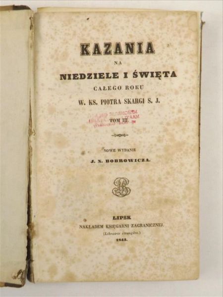 Kazania na niedziele i święta całego roku, tom III, 1843 r.