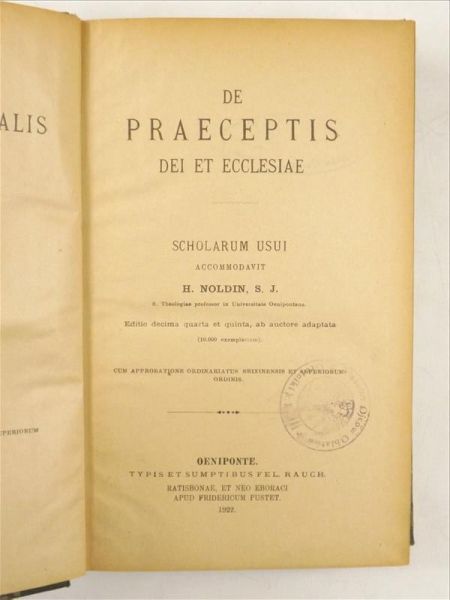 De Praeceptis Dei Et Ecclesiae, 1922 r.