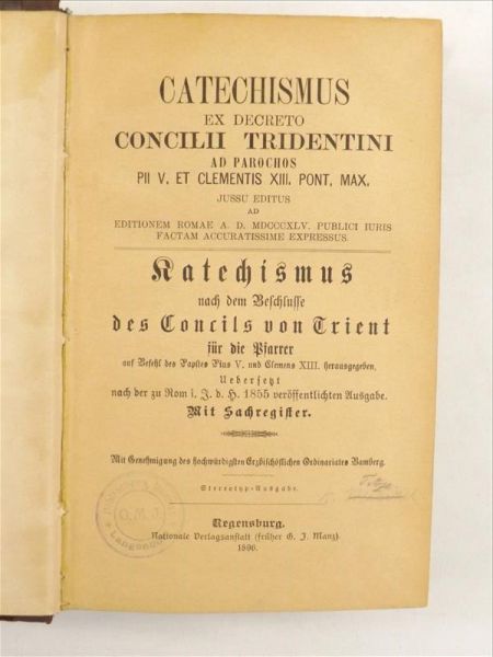 Catechismus Ex Decreto Concilii Tridentini Ad Parochos PII V. et Clementis XIII. Pont. Max, 1896 r.