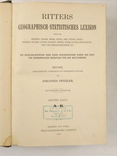 Ritters Geographisch-Statistisches Lexikon, 1910 r.