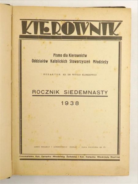 Kierownik, rocznik siedemnasty, 1938 r.