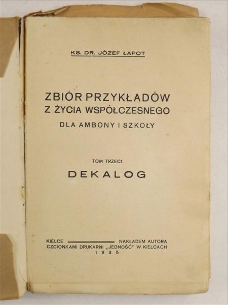 Zbiór przykładów z życia współczesnego dla ambony i szkoły, 1935 r.