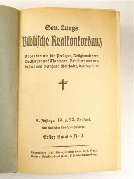 Luegs S. - Biblische Realkonkordanz T. I-II, 1923 r.