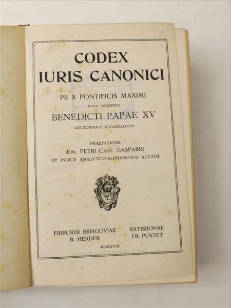 Codex Juris Canonici Pii X Pontificis Maximi, 1918 r.
