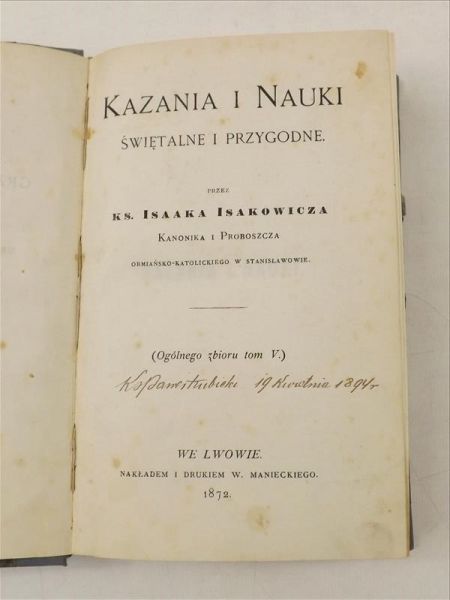 Kazania i nauki świętalne i przygodne, 1872 r.