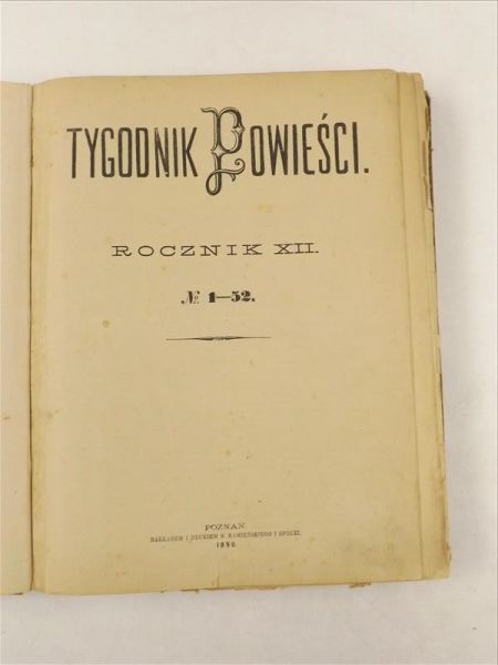 Tygodnik Powieści, Rocznik 1889 i 1890