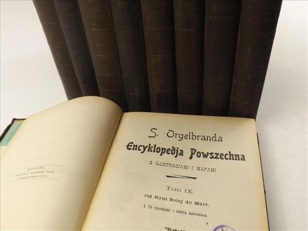 Encyklopedja Powszechna S. Orgelbranda, 9 tomów, 1898-1901 r.