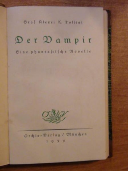 Der Vampir - Eine phantastische Novelle 1922r.