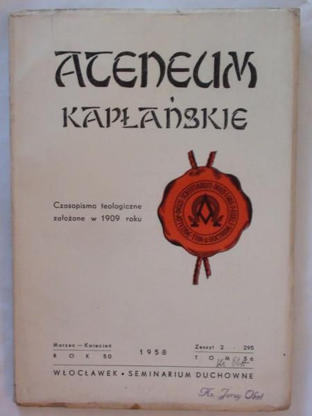 Ateneum Kapłańskie - Mięsięcznik 2/295 1958 r.
