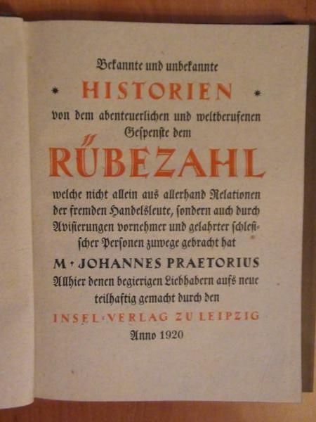 Praetorius Johannes - Bekante und Unbekante Historien von Ruebezahl wyd. 1920