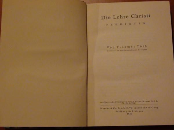 Toth Von Tihamer - Die Lehre Christi (1936r.)