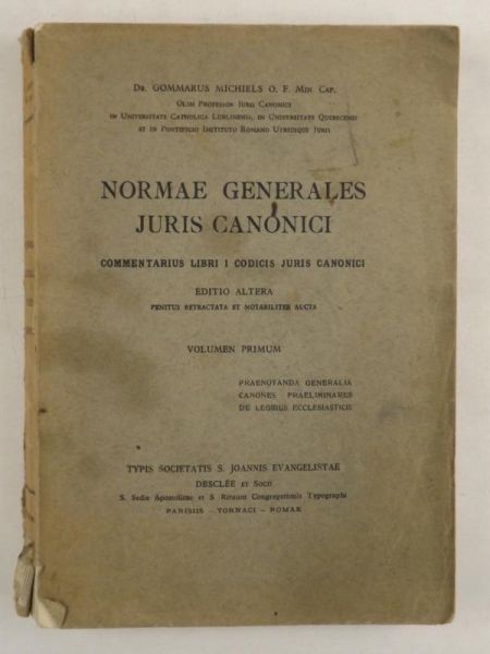 Normae Generalies Juris Canonici, Tom I, 1949 r.