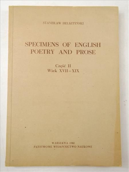 Specimens of Engish Poetry and Prose, Część II