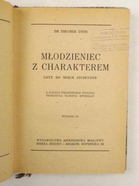 Toth Tihamer - Młodzieniec z charakterem, 1946 r.