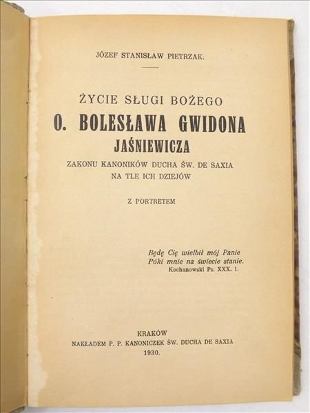 Życie sługi Bożego Ojca Bolesława Gwidona, 1930 r.