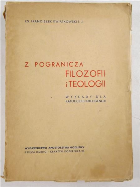 Z pogranicza filozofii i teologii, 1938 r.