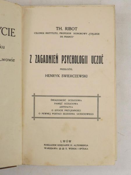 Z zagadnień psychologii uczuć, 1912 r.