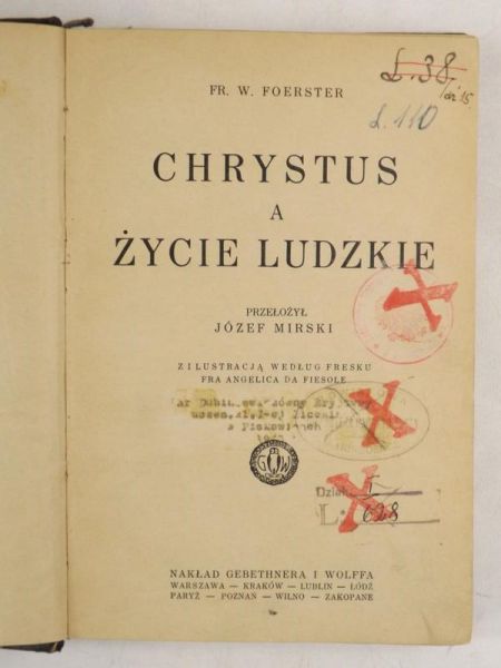 Chrystus a życie ludzkie, 1926 r.
