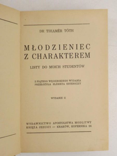 Toth Tihamer - Młodzieniec z charakterem, 1937 r.