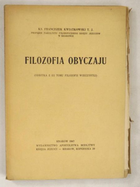 Filozofia obyczaju, t. III, 1947 r.
