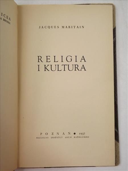 Maritain Jacques - Religia i kultura, 1937 r.