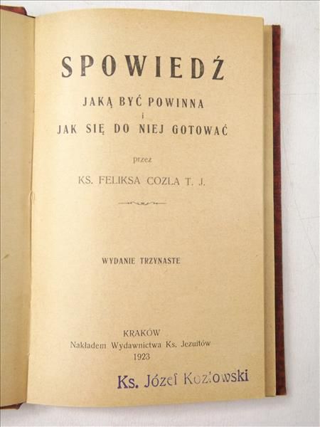 Cozel Feliks - Spowiedź, 1923 r.