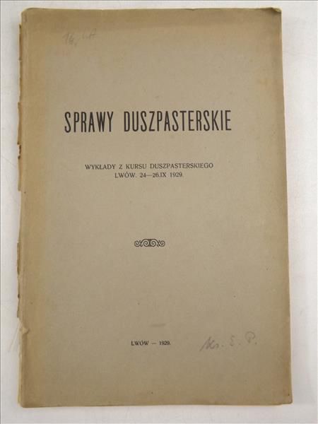 Sprawy duszpasterskie, 1929 r.