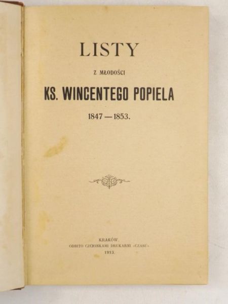 Listy z młodości Ks. Wincentego a 1847 - 1853, 1913 r.