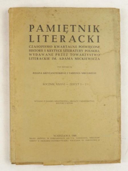 Krzyżanowski Julian,   - Pamiętnik literacki, 1946 r.