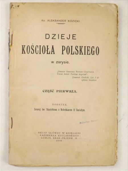 Kozicki Aleksander - Dzieje Kościoła polskiego, 1916 r.