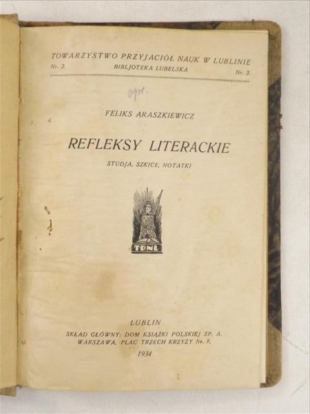 Refleksy literackie, 1934 r.