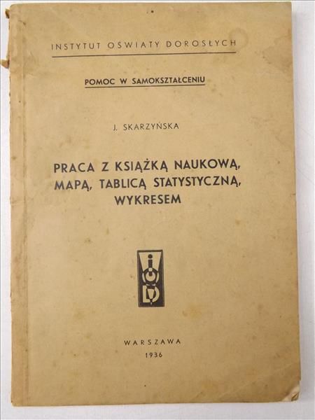 Skarzyńska ,   - Praca z książką naukową, mapą, tablicą statystyczną, wykresem, 1936 r.