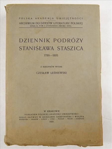 Dziennik podróży Stanisława Staszica, 1931 r.