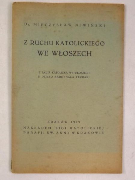 Z ruchu katolickiego we Włoszech, 1929 r.